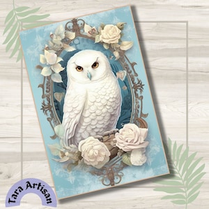 WITTE UIL EPHEMERA, Junk Journal Cards, Briefpapier, Scrapbooking, Afdrukbare Journal Cards, Craft Supply, Journal Ephemera