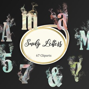 Alfabeto digital LETRAS SMOKY, clipart de letras e números digitais, números digitais, clipart de fonte engraçado, fonte de download instantâneo em formato PNG