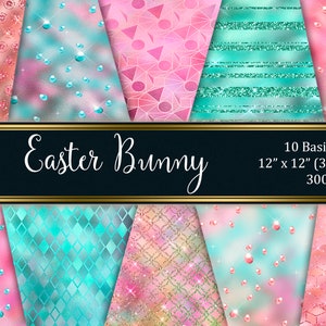 EASTER  BUNNY Basic papers,Glitter Planner Stickers Easter,Shimmering Easter Bunny basic paper,Easter Bunny background,Easter Eggs pattern
