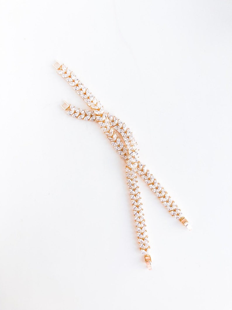 Bridesmaids Organic Shaped AAA Cubic Zirconia organic double row bracelet- GOLD Formal Occasions Mother of the Bride or Groom Bride
