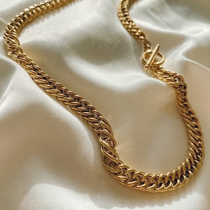 14 Karat Gold Chain Necklace, Tarnish Free Chain, Waterproof Jewelry, Chunky Chain Choker Necklace, Layered Necklace, Statement Jewelry