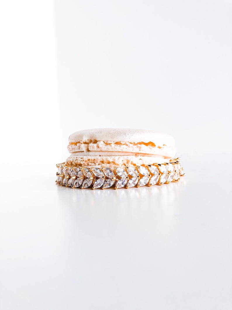 Bridesmaids Organic Shaped AAA Cubic Zirconia organic double row bracelet- GOLD Formal Occasions Mother of the Bride or Groom Bride