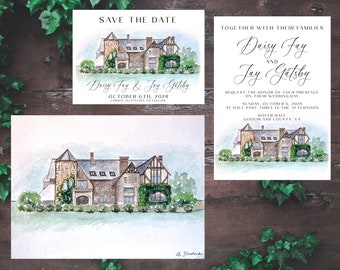 Watercolor Wedding Venue Painting Hand-painted Portrait