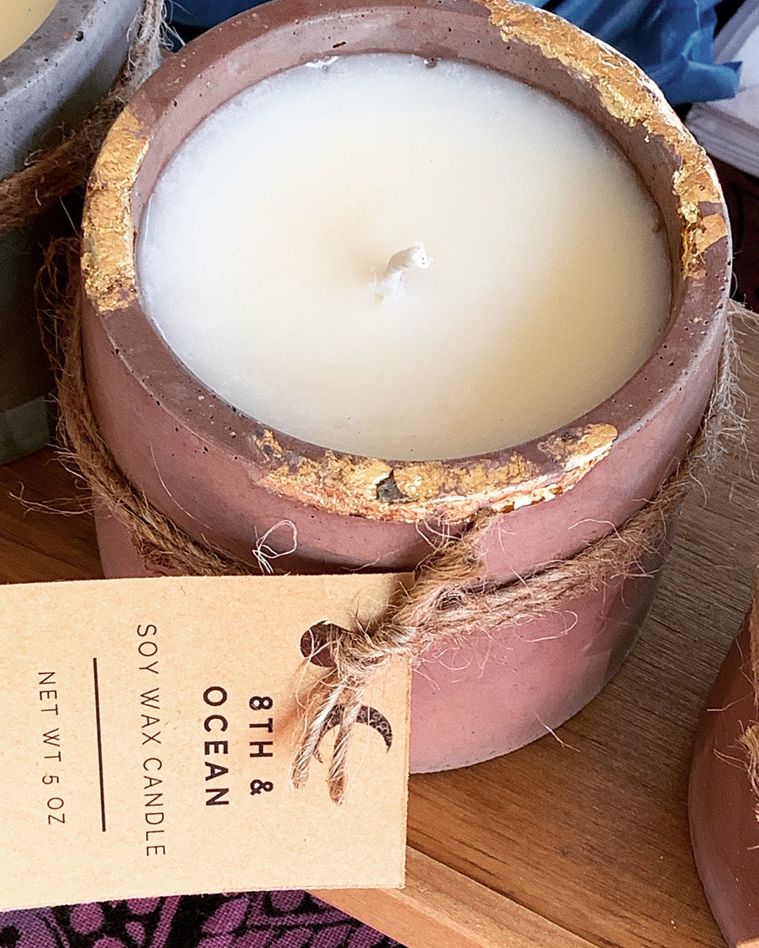 Handmade Soy Candle 5 Ounce Round Scented Candle Cement Vessel Etsy