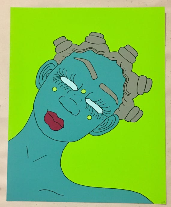 Giclee Print Alien With Bantu Knots Natural Hair Etsy