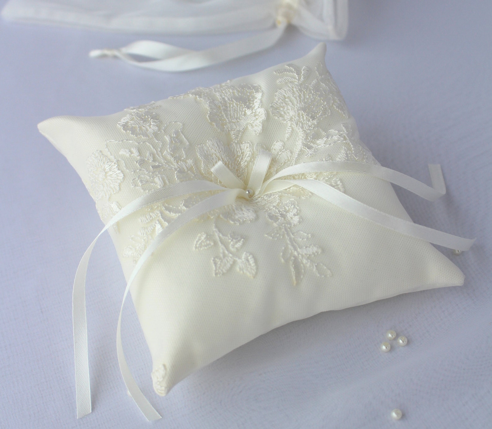Ring Pillow/ Wedding Ring Pillow/ Ring Bearer/ Ivory Ring Etsy