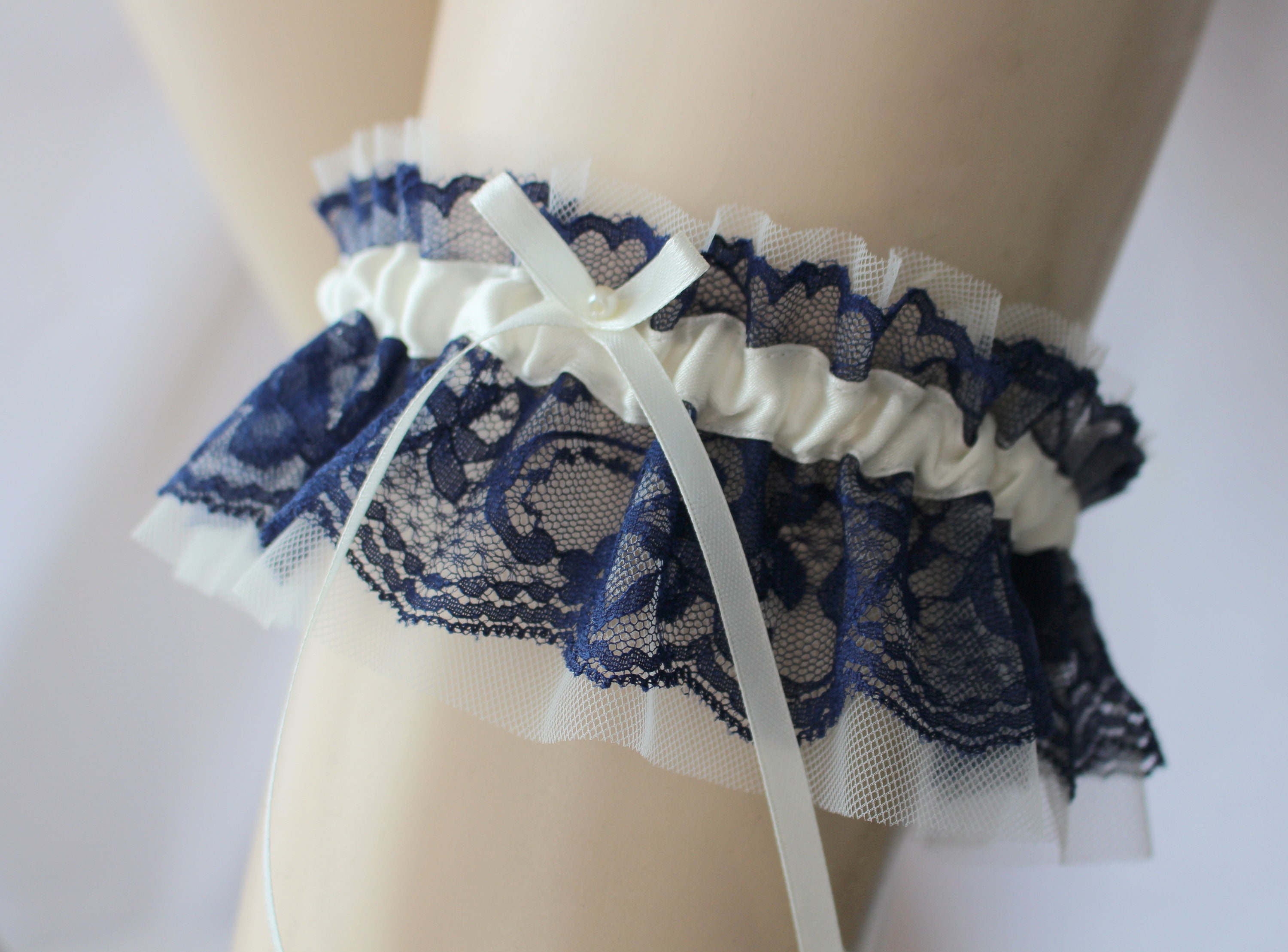 Navy Blue Garter, Wedding Garter, Lace Wedding Garter, Something Blue Navy Blue Garter, Wedding Garter, Lace Wedding Garter, Something Blue