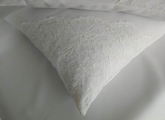 Kneeling Pillows Set of Two Milky White Lace Over Milky White
