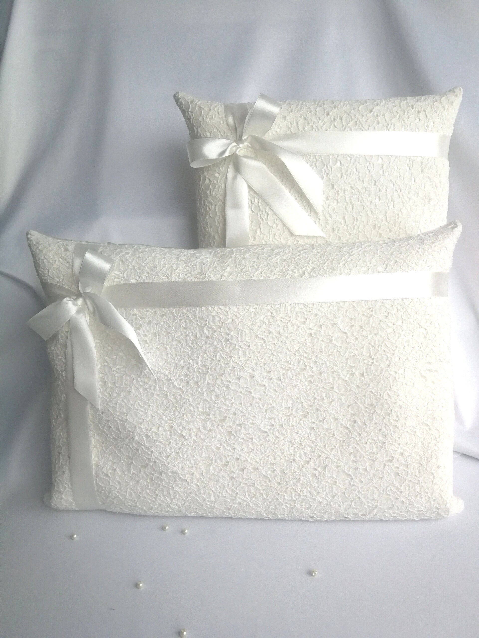 Set Of 2 Ivory Wedding Kneeling Pillows Ceremony Pillow Satin Etsy
