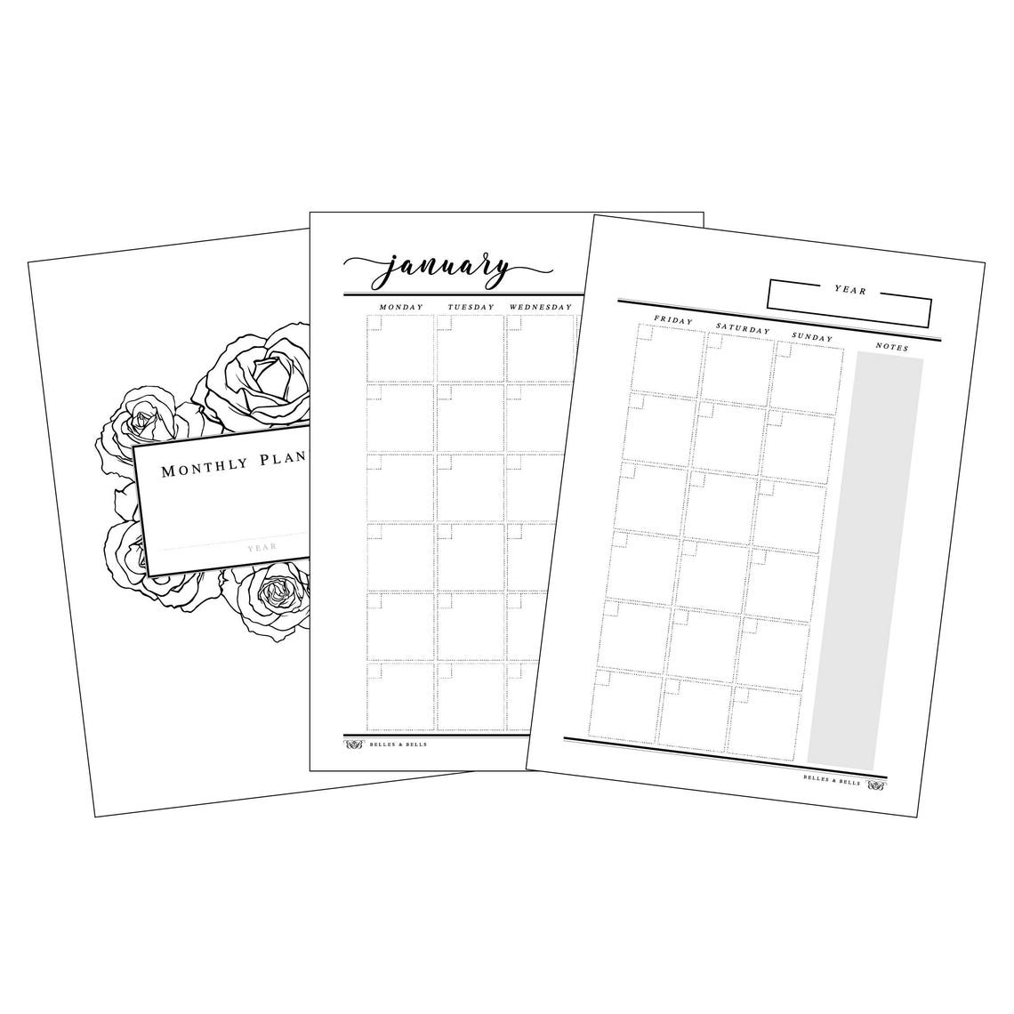 PRINTED A5 Planner Insert Monthly Planner undated Etsy