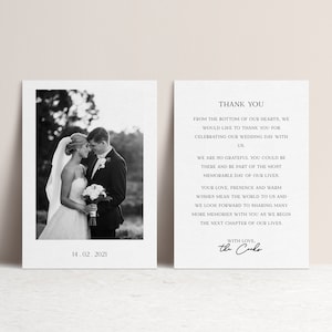 LOVERS Printable Thank You Card Template, Wedding Photo Thank You, Instant Digital Download, Diy Invitations, Templett image 1