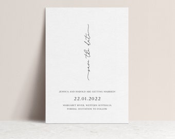 LOVERS | Printed Save the Date, Simple, Fine Line Minimal Invite