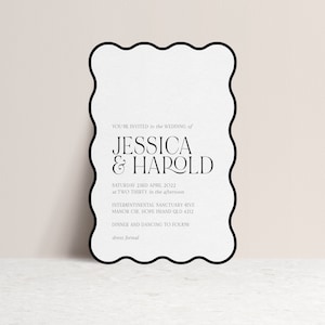 HAPPILY EVER AFTER | Printable Wedding Invitation Template, Wavy, Instant Digital Download, Diy Invitations, Templett, Wave
