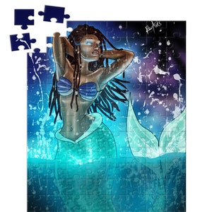 African American Puzzle, Mermaid Magic, African American Gift, 300 Piece Puzzle, Black Art