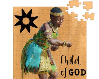 Child of God Puzzle, African American Art Puzzle, Afrocentric Gift, Adinkra, 120 Piece Puzzle