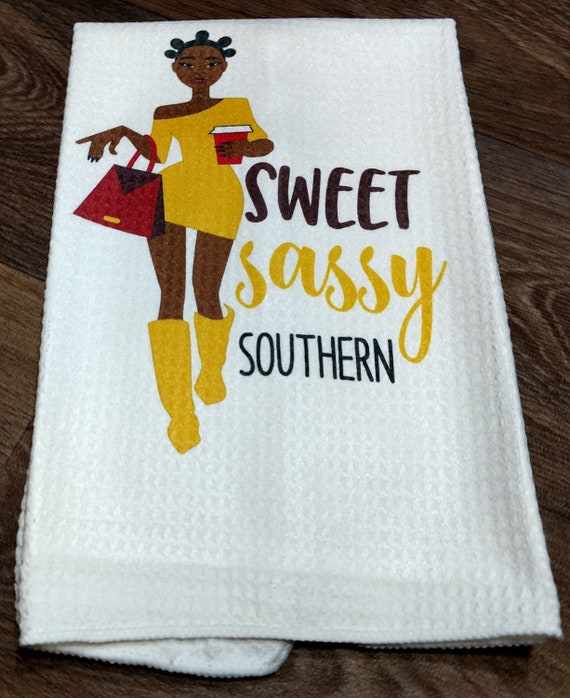 African American Kitchen Decor Funny Kitchen Towel Afrocentric Art Original Kitchen Towel Afrocentric Tea Towel Sweet Sassy Southern