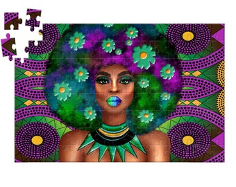 African American Puzzle, Flower Child, 120 Piece Puzzle, African American Art, Relaxation Gift, Self Care Time,