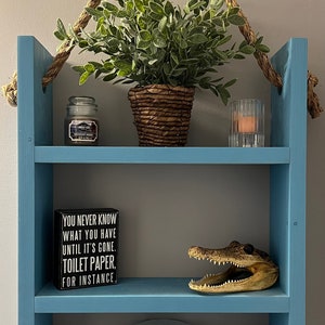 Hanging Shelf with Rope-Hanging Rope Shelf-Bathroom Storage Shelf-Nautical Shelf
