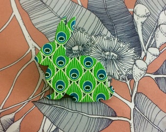 Wooden Bunny Brooch