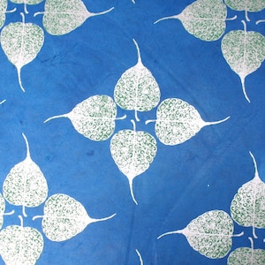 Carta Lokta fatta a mano Carta Nepal 4 foglie di bodhi blu con rilegatura di carta artigianale in carta da regalo argentata