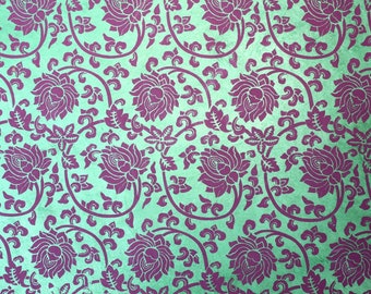 Handmade lokta paper nepal paper lotus flower green violet gift wrapping paper