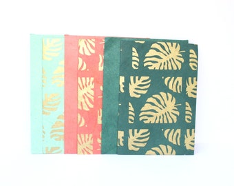 Card set 3 pieces Lokta paper Monstera