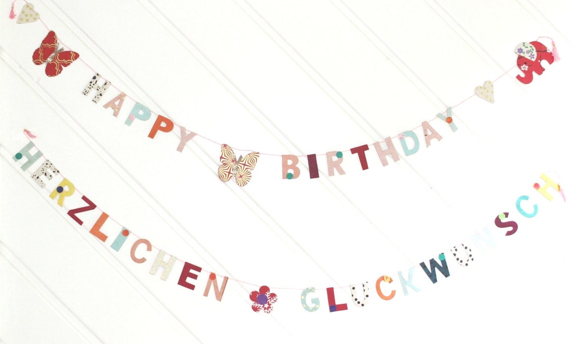 Girlande 'Herzlichen Glückwunsch' 2,6m Bunt - Für Geburtstag & Jubiläum