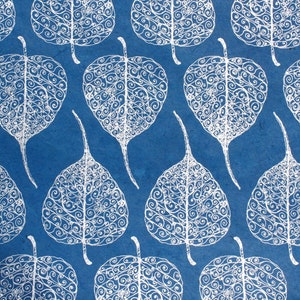 Handmade lokta paper blue silver Bodhi leaf gift wrapping paper