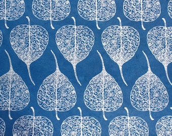 Handmade lokta paper blue silver Bodhi leaf gift wrapping paper