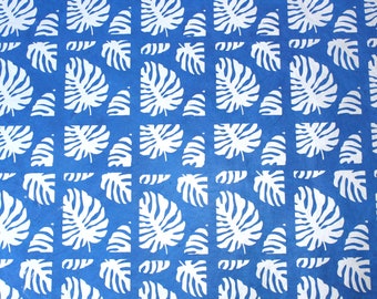 Loktapapier Nepalpapier Monstera blau silber Geschenkpapier Bastelpapier Buchbinden