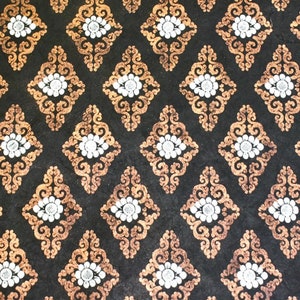 Papier Lokta fait à la main, papier du Népal, diamant noir, cuivre, motif ornemental, papier artisanal