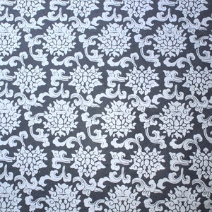 Handmade paper dark grey with silver flowers Wrapping paper handicraft image 1