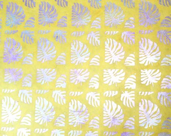 Handmade lokta paper monstera leaf yellow multicolor gift wrapping paper