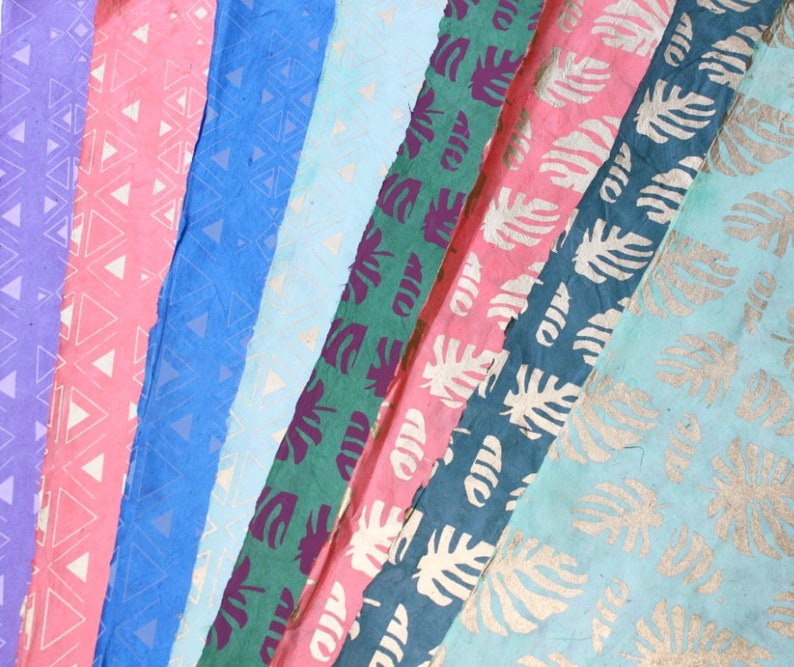 Loktapaper Bodhi Leaf dark red silver wrapping paper handicraft paper book binding