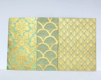 Karten Set 3 Loktapapier mint gold