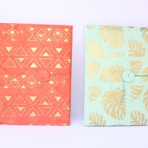 Conjunto de papelaria Lokta Paper Monstera Edges Laranja Padrão Gráfico Papel de escrita estacionário