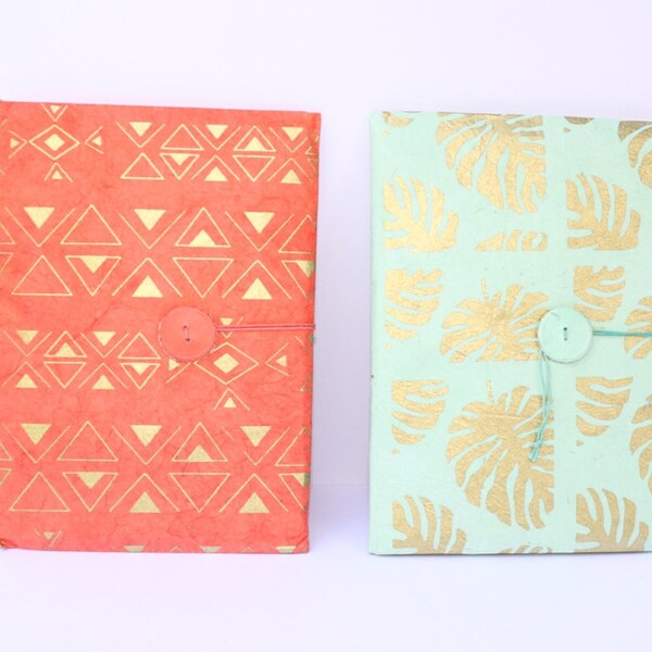 Briefpapier Set Loktapapier Monstera Edges orange grafisches Muster Stationary Schreibpapier