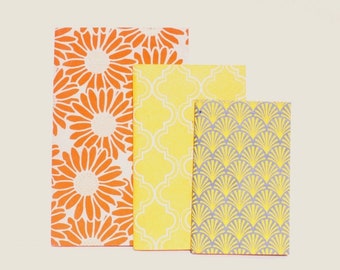 Set of notebooks Lokta paper 3 sizes orange yellow