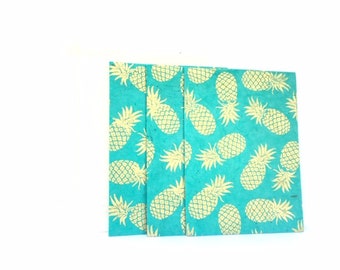 Card set pineapple 3 pcs. with envelope made of handmade loktapaper