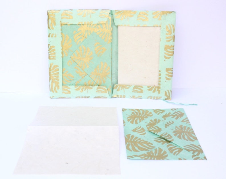 Writing paper stationary letter paper set 10 sheets with envelope lokta paper jungle leaf or edges graphic design handmade image 4