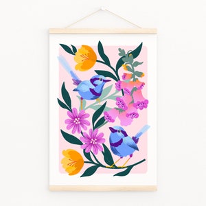Flowers and birds print A5 / A4 / A3 Wall art image 2
