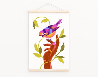 Botanische vogel print - A4 of A5 - nature poster - art print