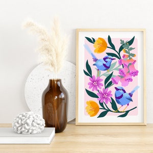 Flowers and birds print A5 / A4 / A3 Wall art image 4