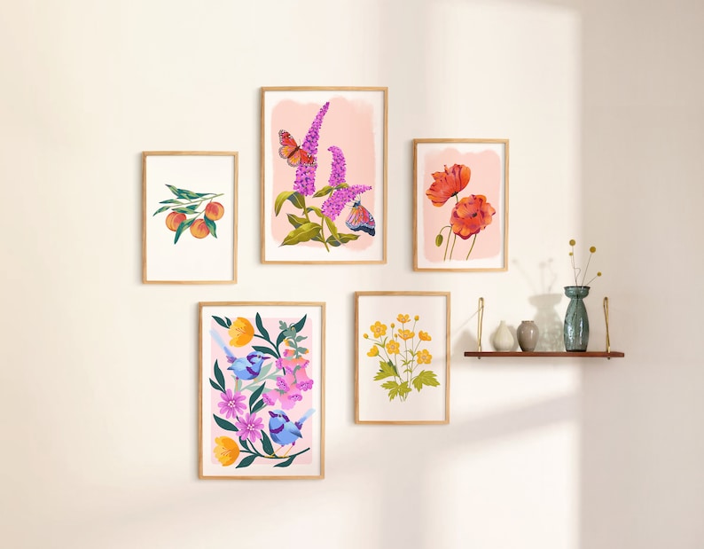 Flowers and birds print A5 / A4 / A3 Wall art image 5