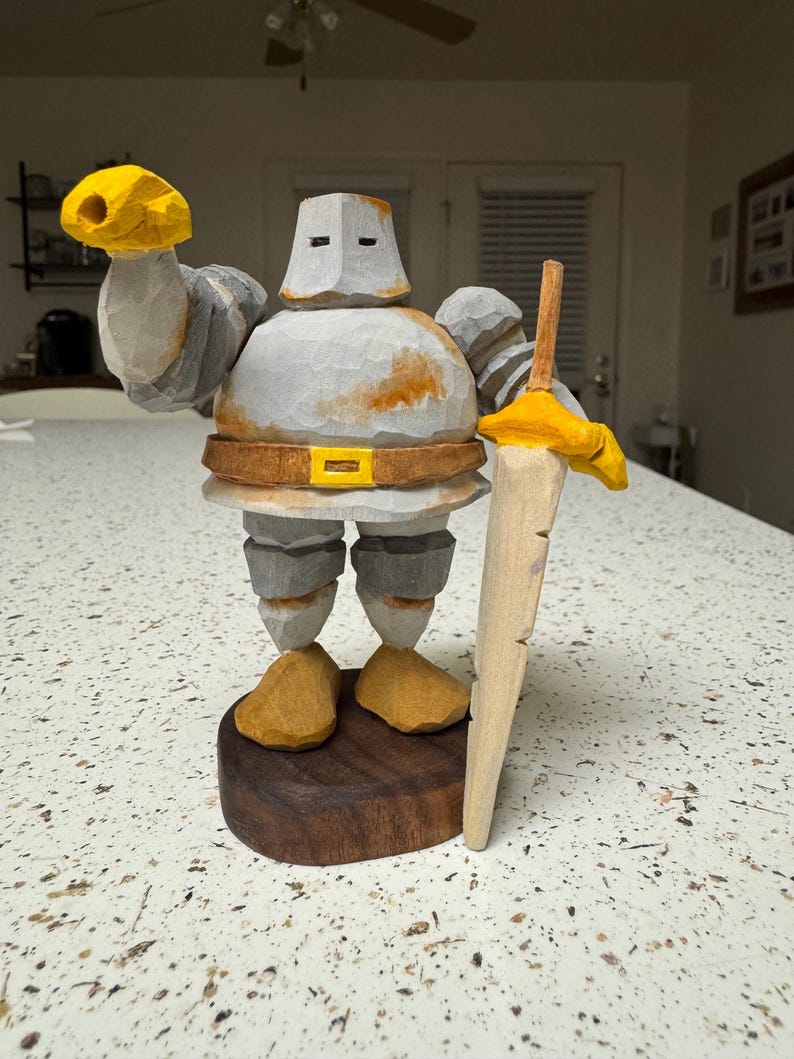 Hand Carved Wooden Rusty Knight Figurine - Etsy