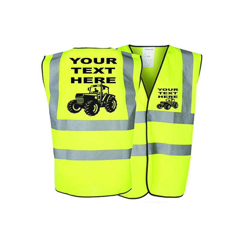 Printed Personalised Kids Tractor Hi Vis Vest/waistcoat Printed Safety
