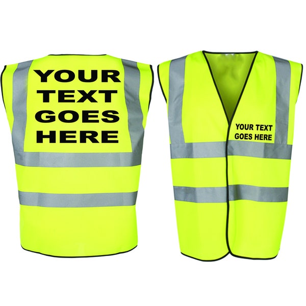 Printed Personalised Adults Hi vis vest/waistcoat EN471class2 Printed safety high visibility vests or jackets with your text printed vests