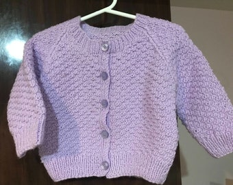 Baby sweater hand knit in various sizes and colors and free hat in matching color