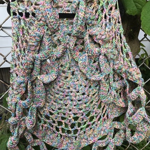 Girl (mandala) circular vest in multiple colors crochet 3 y.o. cotton sparkle yarn Unicorn Colors