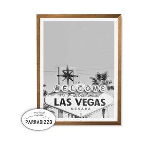 Black And White Las Vegas Sign Digital Print, Welcome To Fabulous Las Vegas Wall Art Instant Download, Textured Background Large Poster image 1